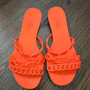 Hermes Red Chaine d’Ancre Rivage Slide Sandal Size 38